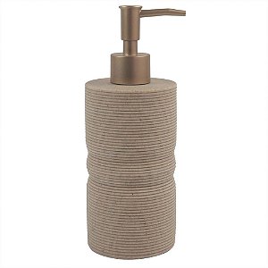 PORTA SABONETE LÍQUIDO EM RESINA BEGE E DOURADO