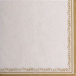 GUARDANAPO DE PAPEL TRAB LATERAL BCO/OUR C/20 FOLHAS BRANCO/OURO