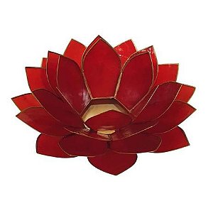 CASTICAL FLOR DE LOTUS EM MADREPEROLA VERMELHA C/ DOURADO