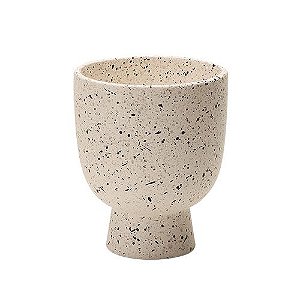 CACHEPOT EM CERAMICA GRANILITE BRANCO COM PEDESTAL