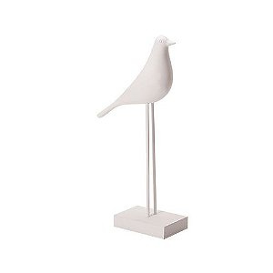 ESCULTURA PASSARO EM POLIRESINA BRANCO COM PEDESTAL P