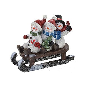 ESCULTURA BONECO DE NEVE DECORATIVO NO TRENO