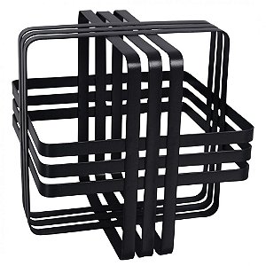 ESCULTURA CUBO DECORATIVO EM METAL PRETO P