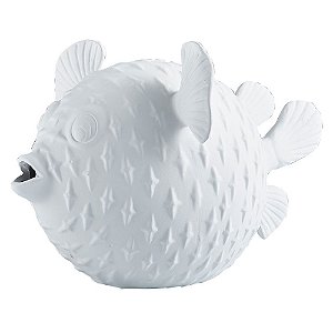 ESCULTURA PEIXE DECORATIVO EM CERAMICA BRANCA