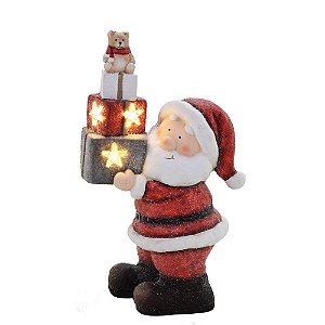 PAPAI NOEL DECORATIVO COM PRESENTES ILUMINACAO LED