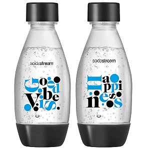 Cj 2 Garrafas Good Vibes e Happiness 500ml SodaStream Preta