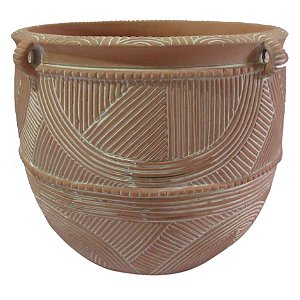 VASO CACHEPOT ETNICO EM CERAMICA TERRACOTA