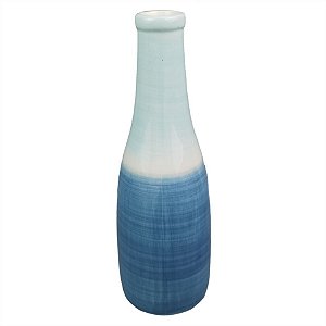 VASO GARRAFA DE CERAMICA  DECOR AZUL E BRANCO