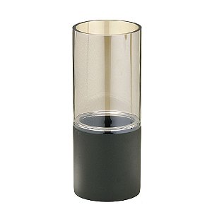 VASO DE VIDRO DECORATIVO FUME E PRETO