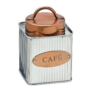 POTE PARA CAFE EM ACO INOX COM DETALHES BRONZE