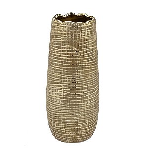 VASO DECORATIVO RUSTICO TRABALHADO DOURADO