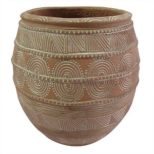 VASO ETNICO EM CERAMICA TERRACOTA M