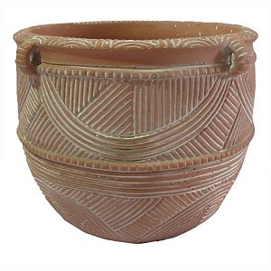 VASO CACHEPOT ETNICO DE CIMENTO TERRACOTA P