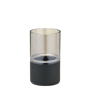 VASO DE VIDRO DECORATIVO FUME E PRETO P