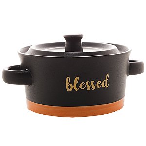 MINI CACAROLA CERAMICA BLESSED PRETO MATT/LARANJA