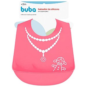 BABADOR DE SILICONE COM PEGA MIGALHAS ROSA BUBA