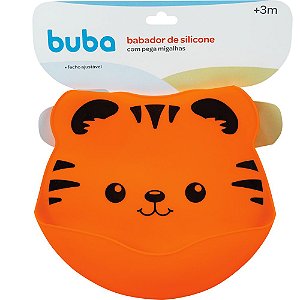 BABADOR DE SILICONE COM PEGA MIGALHAS LARANJA BUBA