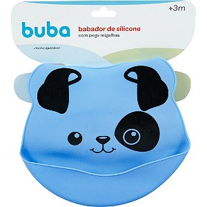 BABADOR DE SILICONE CACHORRO COM PEGA MIGALHAS AZUL BUBA