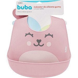 BABADOR DE SILICONE COM PEGA MIGALHAS GUMY ROSA BUBA