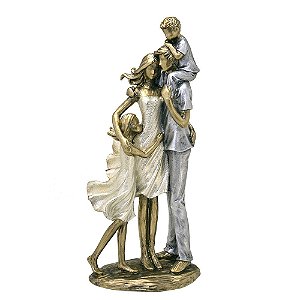 ESCULTURA FAMILIA DECORATIVA COM CASAL DE FILHOS