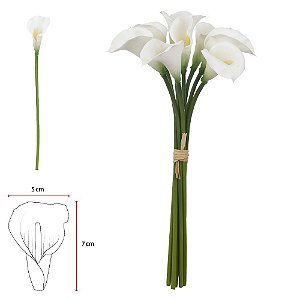 BUQUE COPO DE LEITE RAMALHETE TOQUE REAL X8 BRANCO 32cm