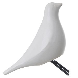 ESCULTURA PASSARO EM CERAMICA BRANCO P