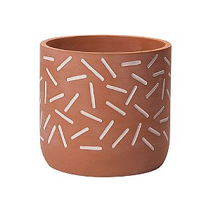 CACHEPOT EM CIMENTO TERRACOTA E BRANCO M