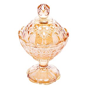 POTICHE DECORATIVO CRISTAL C/PE ANGEL AMBAR 11x16cm