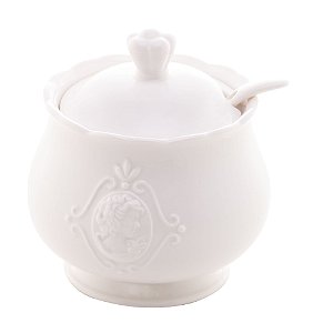 ACUCAREIRO C/COLHER DE PORCELANA SUPER WHITE QUEEN