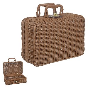 MALETA DECORATIVA DE PASCOA ESTILO RATTAN NATURAL P