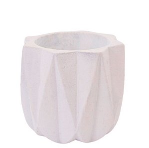 CACHEPOT GEOMETRICO EM CIMENTO BRANCO G