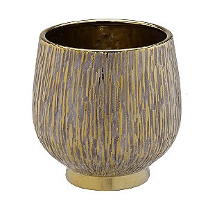 VASO DECORATIVO RUSTICO DOURADO G