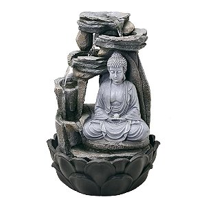 FONTE DE AGUA DECORATIVA COM BUDA E LED 110V