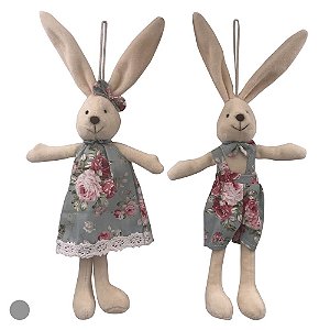 CASAL DE COELHOS DECOR C/ROUPINHA FLORIDA