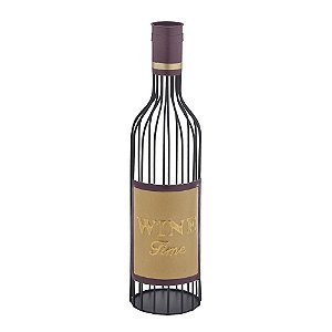 PORTA ROLHA GARRAFA DECORATIVO WINE PRETO DOURADO E TINTO