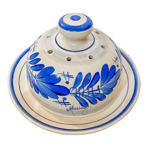 Queijeira Ceramica Pintada a Mão Talavera Azul e Branco