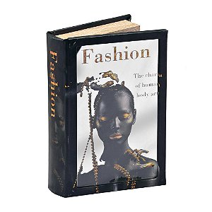 CAIXA LIVRO ESPELHADA NEGRA FASHION DECORATIVA