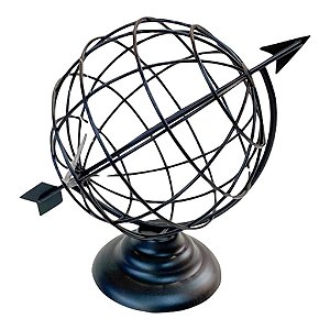 ESCULTURA DECORATIVA METAL GLOBO PRETO