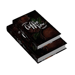 KIT 2 CAIXAS LIVRO DECORATIVA COFFEE COLORIDO