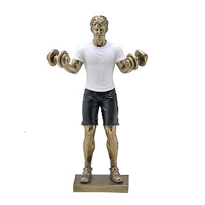 ESCULTURA HOMEM FIT DECORATIVO COM PESOS