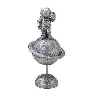 ESCULTURA ASTRONAUTA DECOR NO GLOBO PRATA
