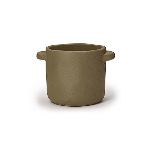 CACHEPOT EM CIMENTO VERDE RUSTICO