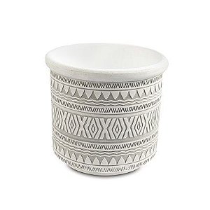 VASO EM CERAMICA COM DESENHOS CINZA E BRANCO G