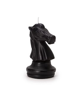 ESCULTURA VELA CAVALO DECOR PRETA JG XADREZ