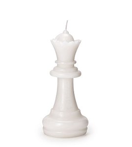 Rainha Xadrez Decorativa Branca Chess Luxo Resina 36 cm