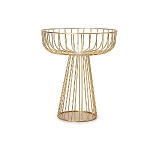 CENTRO DE MESA FRUTEIRA EM METAL DOURADO COM PEDESTAL G