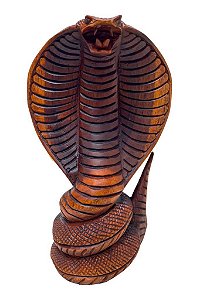 ESCULTURA COBRA NAJA 20CM EM MADEIRA DE BALI