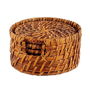 Conjunto de 6 Descansos para Copos em Rattan Kenya