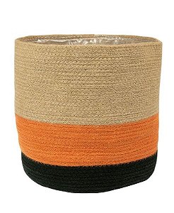 CESTO SEAGRASS MEGAN NATURAL PRETO E LARANJA P