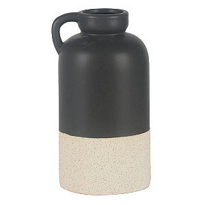 VASO DECOR ESTILO JARRA EM CERAMICA PRETO E BRANCO